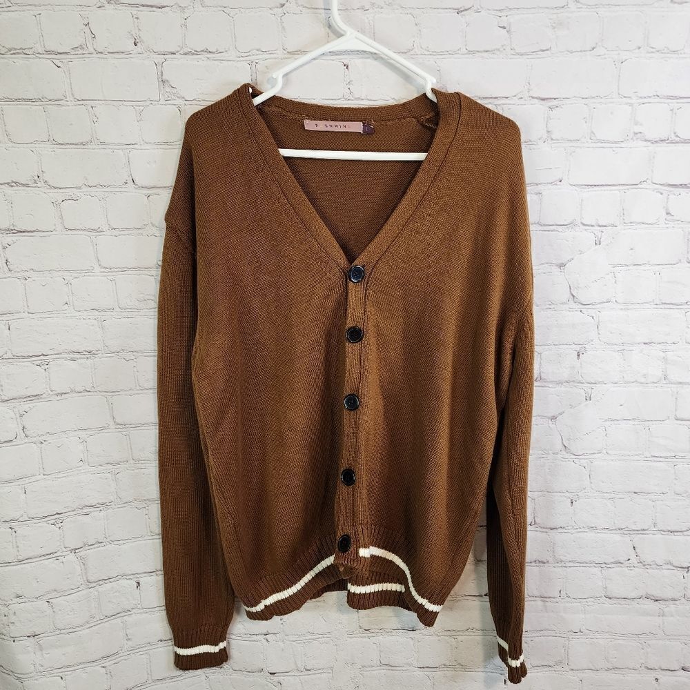 Men's Pashmina V-Neck button-up sweater, size Large